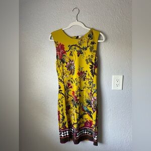 Roberto Cavalli Yellow Floral Midi Dress